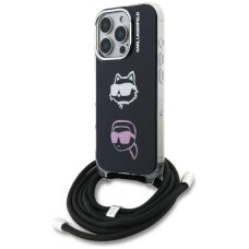 iPhone 16 Pro Max Karl Lagerfeld IML Crossbody Karl & Choupette Head dėklas – juodas iPhone 16 Pro Max Karl Lagerfeld IML Crossbody Karl & Choupette Head dėklas – juodas