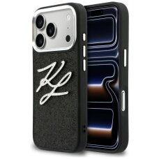 iPhone 17 Pro Karl Lagerfeld IML Glitter KL Diamond Logo dėklas – juodas iPhone 17 Pro Karl Lagerfeld IML Glitter KL Diamond Logo dėklas – juodas