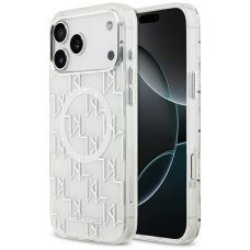 iPhone 17 Pro Max dėklas Karl Lagerfeld IML KL Monogram, MagSafe – baltas