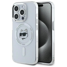 iPhone 15 Pro Max Karl Lagerfeld IML Metal Choupette Head MagSafe dėklas - baltas
