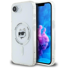 iPhone 16e – Karl Lagerfeld IML Metal Choupette Head MagSafe dėklas - Baltas