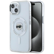 Karl Lagerfeld IML Metal Karl Head MagSafe Dėklas skirtas iPhone 15 Baltas