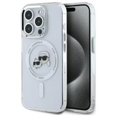 iPhone 15 Pro Max Karl Lagerfeld IML Metal Karl&Choupette Head MagSafe dėklas - baltas