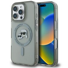 iPhone 16 Pro Karl Lagerfeld IML Metal Karl & Choupette Head MagSafe dėklas – juodas iPhone 16 Pro Karl Lagerfeld IML Metal Karl & Choupette Head MagSafe dėklas – juodas