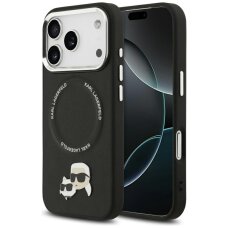iPhone 17 Pro Karl Lagerfeld Karl & Choupette Pins MagSafe dėklas – juodas
