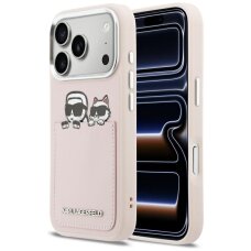 iPhone 17 Pro Karl Lagerfeld Karl & Choupette Print & Pocket dėklas – rožinis