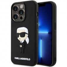 Dėklas Karl Lagerfeld Rubber Ikonik 3D KLHCP14L3DRKINK iPhone 14 Pro Juodas