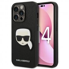 Dėklas Karl Lagerfeld Saffiano Karl`s Head Patch KLHCP14LSAPKHK iPhone 14 Pro Juodas