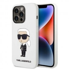Dėklas Karl Lagerfeld Silicone Ikonik KLHCP14LSNIKBCH iPhone 14 Pro Baltas