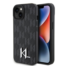 Karl Lagerfeld KLHCP15SPKLPKLK iPhone 15 / 14 / 13 6.1&quot; Juodas/Juodas hardcase Odinis Monogram Hot Stamp Metal Logo