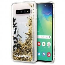 Originalus Karl Lagerfeld Dėklas Klhcs10Lrogo S10E G970Juodas & Auksinis Hard Case Glitter