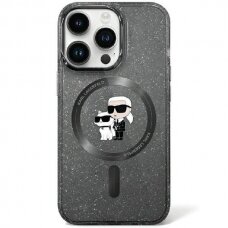 Originalus dėklas Karl Lagerfeld KLHMN61HGKCNOK iPhone 11 / Xr 6.1  Juodas hardcase Karl&amp Choupette Glitter MagSafe