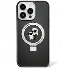 Originalus dėklas Karl Lagerfeld KLHMP13LHMRSKCK iPhone 13 Pro 6.1  Juodas hardcase Ring Stand Karl&amp Choupette MagSafe
