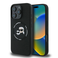 Karl Lagerfeld KLHMP16LSKCHTCK iPhone 16 Pro 6.3&quot; Juodas/Juodas hardcase Silikoninis Karl&Choupette Heads MagSafe