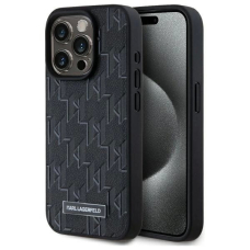 iPhone 15 Pro – Karl Lagerfeld Leather Monogram Metal Logo MagSafe dėklas - Juodas