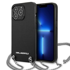 Karl Lagerfeld Odinis Textured and Chain Dėklas skirtas iPhone 13 Pro Max 6.7&quot; - Juodas
