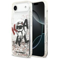 iPhone Air Karl Lagerfeld Liquid Glitter Choupette Logo dėklas su MagSafe – skaidrus