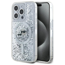 iPhone 15 Pro – Karl Lagerfeld Liquid Glitter Karl & Choupette Head MagSafe dėklas - Skaidrus