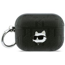 AirPods Pro 3 Karl Lagerfeld Monogram Choupette Head dėklas – juodas