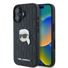 iPhone 16 Karl Lagerfeld Monogram Karl Head Pin dėklas – juodas