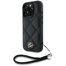 iPhone 16 Pro Max – Karl Lagerfeld Quilted Initial Logo & Chain Strap dėklas - Juodas