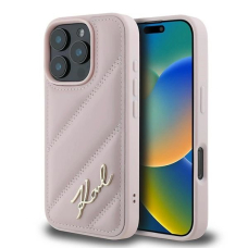 iPhone 16 Pro Max – Karl Lagerfeld Quilted Signature dėklas - Rožinis