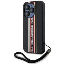 iPhone 15 Pro Max Karl Lagerfeld Saffiano Athleisure Stripes Cord dėklas - raudonas
