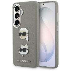 Samsung Galaxy S26 Karl Lagerfeld Saffiano Double Heads Metal dėklas – sidabrinis