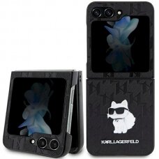Dėklas Karl Lagerfeld Saffiano Monogram Choupette Pin case for Samsung Galaxy Z Flip 5 - Juodas