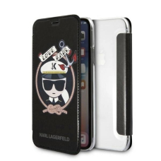 Karl Lagerfeld Signature Glitter iPhone X/Xs Dėklas - Juodas