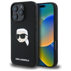 iPhone 16 Pro Karl Lagerfeld Silicone Karl Head Print MagSafe dėklas - juodas