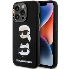 Karl Lagerfeld Silicone Karl&amp;Choupette Head dėklas skirtas iPhone 15 Pro - Juodas