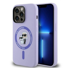 iPhone 14 Pro Max – Karl Lagerfeld Silicone Karl & Choupette Heads Ring MagSafe dėklas - Violetinis