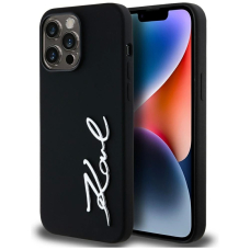 Karl Lagerfeld Silikoninis Metal Script Logo Dėklas skirtas iPhone 14 Pro Max Juodas