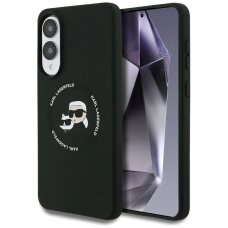 Samsung Galaxy S25 Edge dėklas Karl Lagerfeld Silicone Nauble Heads And Circle su MagSafe – juodas