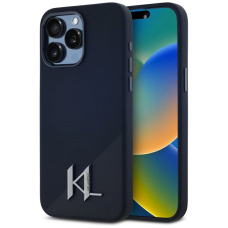 Karl Lagerfeld Silikoninis Shadow Metal Initial MagSafe Dėklas skirtas iPhone 15 Pro Max Juodas