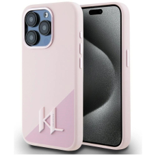 Karl Lagerfeld Silikoninis Shadow Metal Initial MagSafe Dėklas skirtas iPhone 15 Pro Max Rožinis