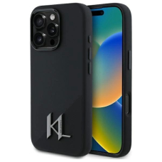 iPhone 16 Pro Max Dėklas Karl Lagerfeld Silicone Shadow Metal Initial MagSafe – juodas