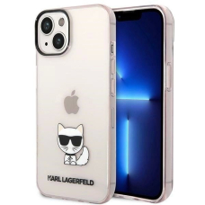 Karl Lagerfeld Permatomas Choupette Body Dėklas skirtas iPhone 14 Plus / 15 Plus 6.7&quot; - Rožinis