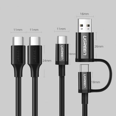 Kabelis Ugreen USB Type C 3A 1m Juodas (US286) 22