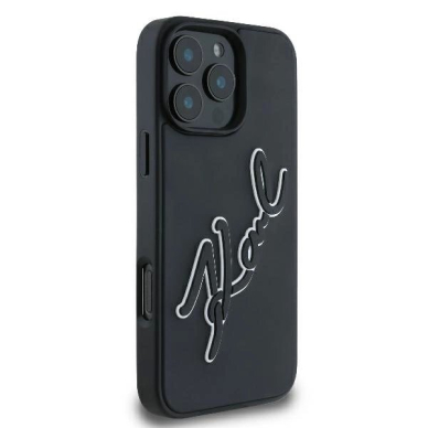 Dėklas Karl Lagerfeld 3D Rubber Bicolor Signature iPhone 16 Pro - Juodas 3 Dėklas Karl Lagerfeld 3D Rubber Bicolor Signature iPhone 16 Pro - Juodas 3