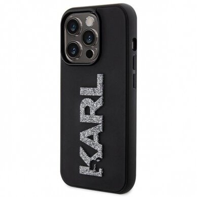 Orginalus dėklas Karl Lagerfeld 3D Rubber Glitter Logo case skirta iPhone 15 Pro Max - Juodas 1
