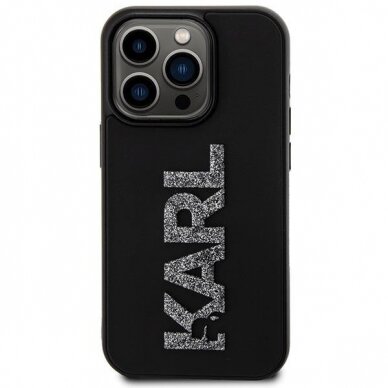 Orginalus dėklas Karl Lagerfeld 3D Rubber Glitter Logo case skirta iPhone 15 Pro Max - Juodas 2