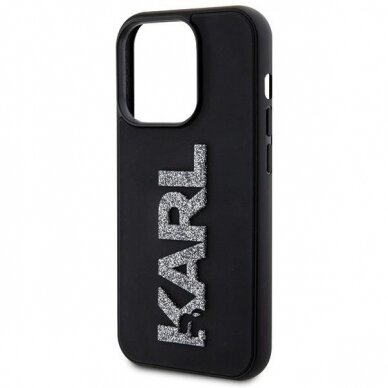 Orginalus dėklas Karl Lagerfeld 3D Rubber Glitter Logo case skirta iPhone 15 Pro Max - Juodas 5