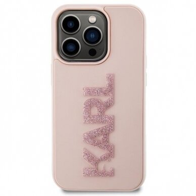 Karl Lagerfeld 3D Rubber Glitter Logo case for iPhone 15 Pro - pink 2 Karl Lagerfeld 3D Rubber Glitter Logo case for iPhone 15 Pro - pink 2