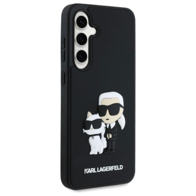 Samsung Galaxy S24 FE Karl Lagerfeld 3D Rubber Karl&Choupette dėklas - juodas 3