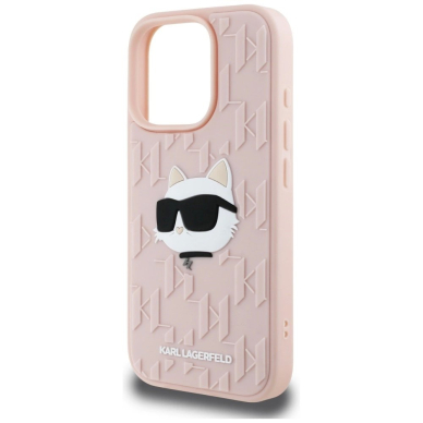 iPhone 16 Pro Max – Karl Lagerfeld 3D Rubber Monogram & Choupette dėklas - Rožinis 5