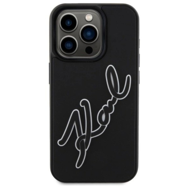 iPhone 15 Pro Max Karl Lagerfeld 3D Rubber Signature dėklas - juodas 2