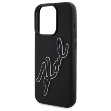 iPhone 15 Pro Max Karl Lagerfeld 3D Rubber Signature dėklas - juodas 5