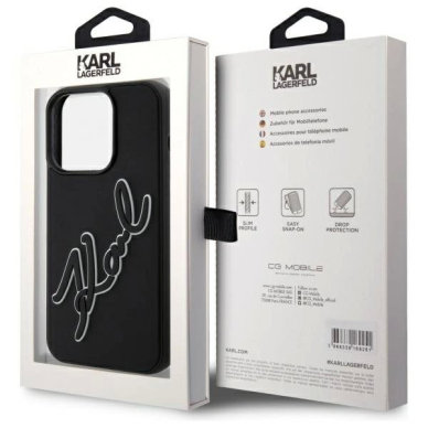iPhone 15 Pro Max Karl Lagerfeld 3D Rubber Signature dėklas - juodas 7